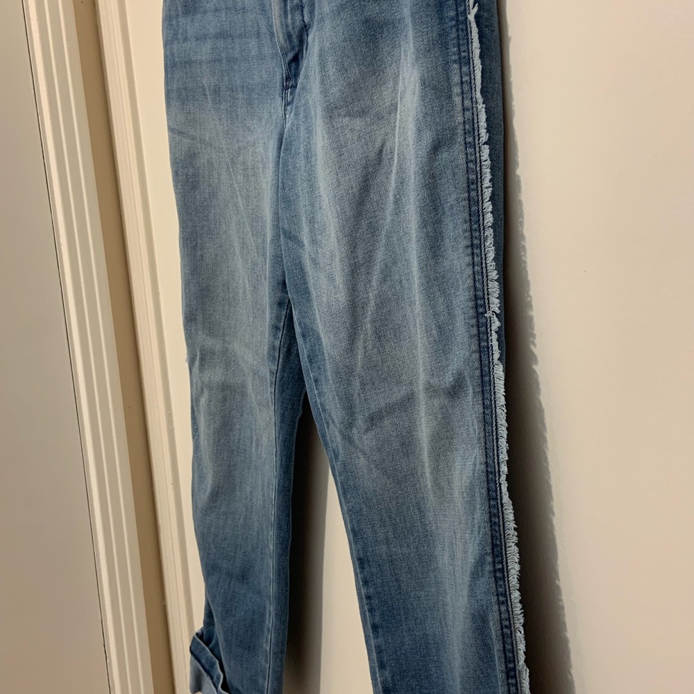 J. Jill Light Blue High Ride Cropped Fringe Jeans. Size 8 - Picture 5 of 11